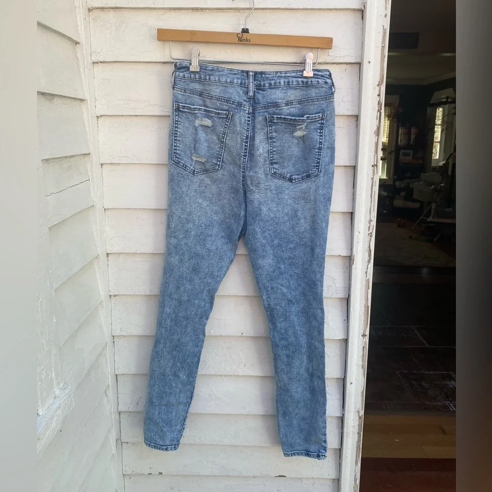 SO Blue Skinny Distressed Jeans Stretchy Denim Pants - Picture 6 of 9